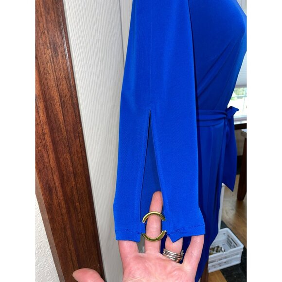 Vince Camuto Blue Belted 3/4 Sleeve Dress Size 6 - Picture 6 of 10